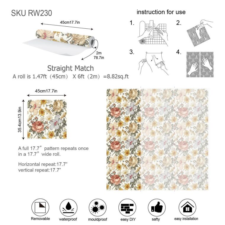 Retro Floral Wallpaper Self-adhesive Bohemian - Image 10