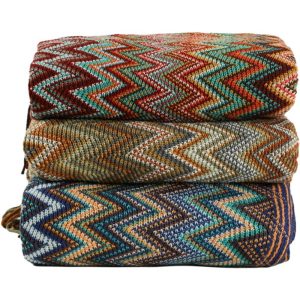 Authentic Cotton Mexican Blanket spread out on a bed, showcasing its vibrant, traditional patterns and colors.