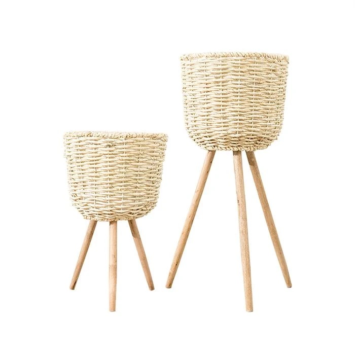 Floor - standing flowerpot straw furniture - Image 2