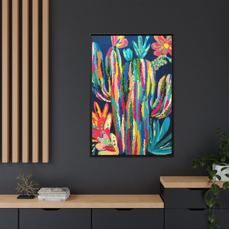 Bold and Vibrant: Maximalist Cactus Floral Abstract Art - Image 4