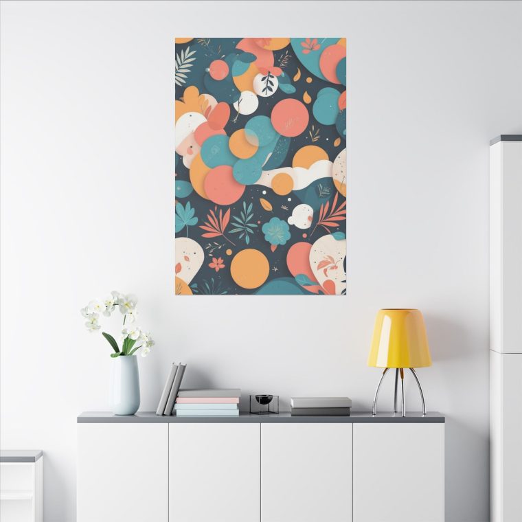 Playful Abstract Wall Art - Botanical and Geometric Harmony Design - Image 3