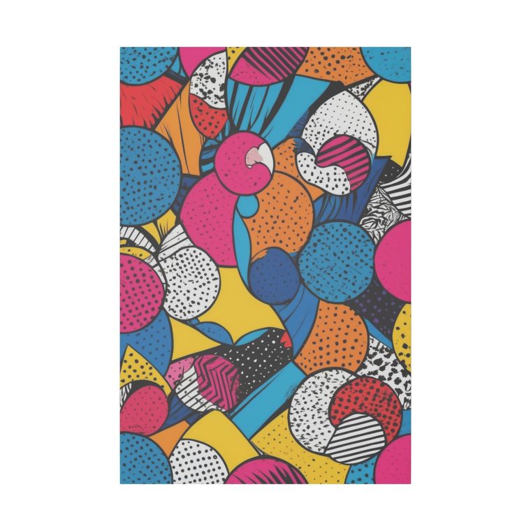 Energetic Pop Art Wall Art hanging in a stylish room, injecting fun and modern flair to the decor.