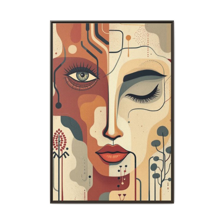 Abstract Boho Face Print Set Earthy Tones Gallery Wall - Image 29