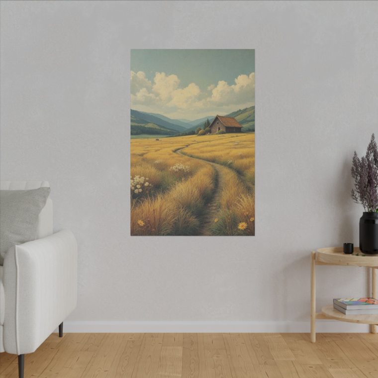 Rustic Countryside Serenity Golden Fields and a Quaint Cabin - Image 11
