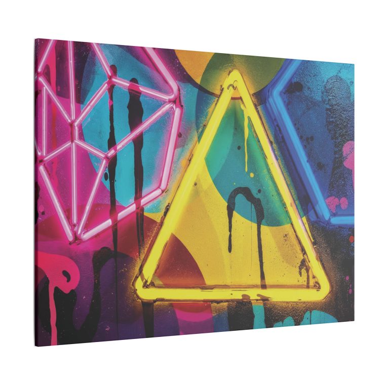 Bright Abstract Fusion Geometric Art in Cyan, Pink, Black, and Yellow - Image 10