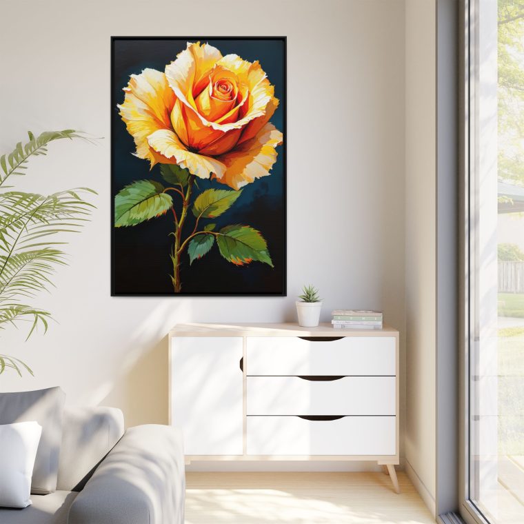 Abstract Rose Painting Yellow Flower Artwork - Image 3