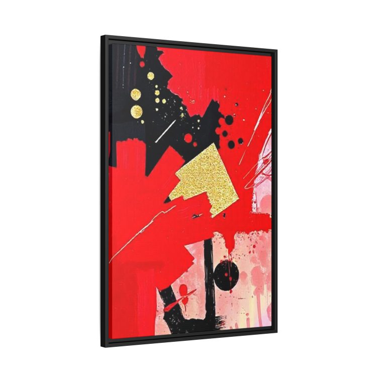 Passionate Red Abstract Wall Art with Gold And Black Accents - Image 6