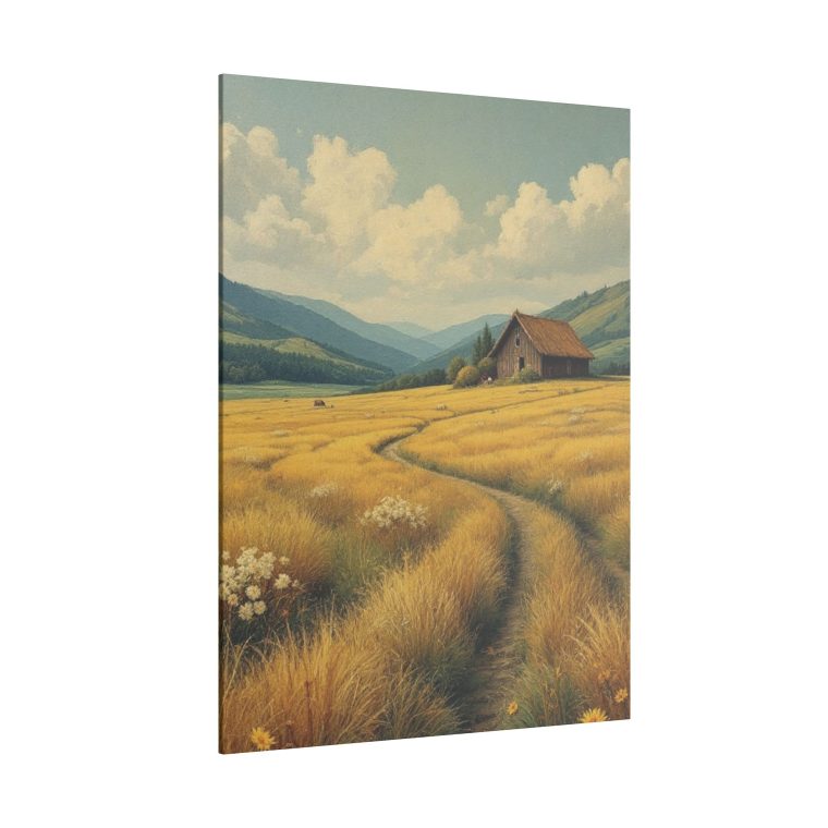 Rustic Countryside Serenity Golden Fields and a Quaint Cabin - Image 14