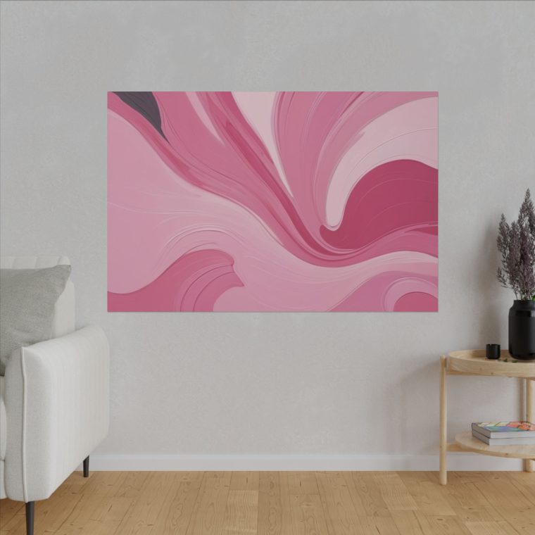 Gentle Pink Flow Abstract Oil Painting with Subtle Elegance - Image 3