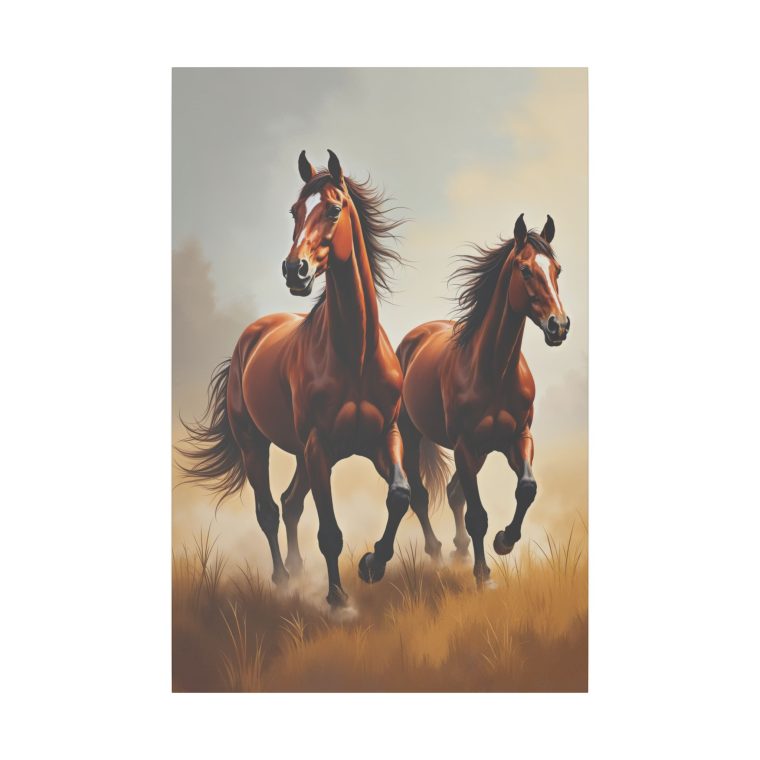 Graceful Gallop of Brown Stallions - Image 9