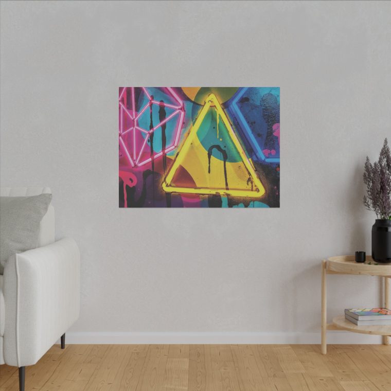 Bright Abstract Fusion Geometric Art in Cyan, Pink, Black, and Yellow - Image 11