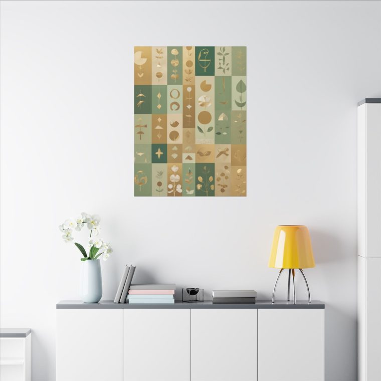 Golden Harmony Naïve Art Collage in a Minimalist Green Aesthetic - Image 4