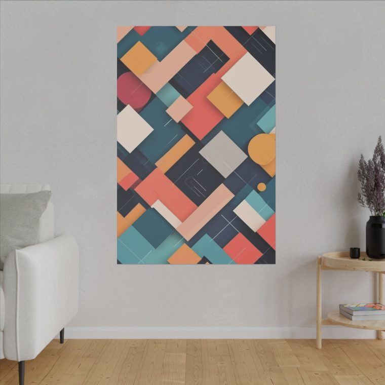 Geometric Symphony Abstract Square Pattern Wall Art - Image 11