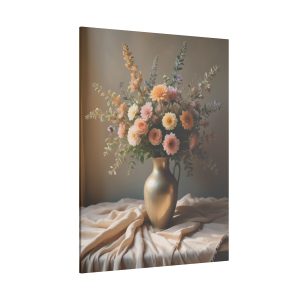 Timeless Beauty Gold Boho Still Life with Flowers and Cloth