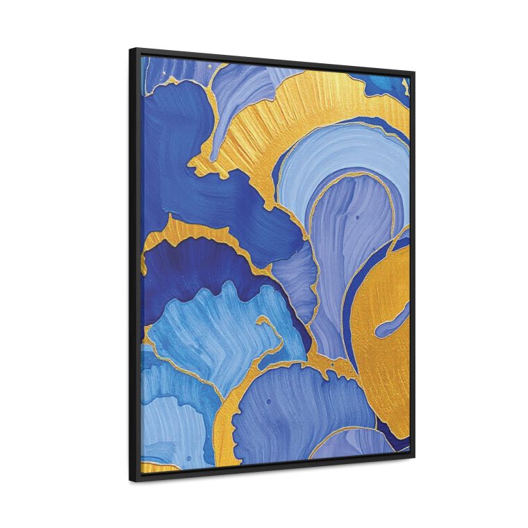 Large Vertical Gold And Blue Wall Art - Image 5