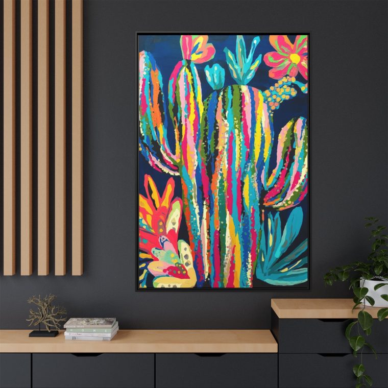 Bold and Vibrant: Maximalist Cactus Floral Abstract Art - Image 8