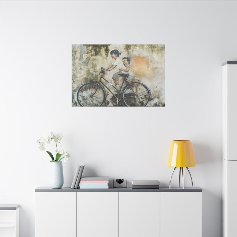 Graffiti Art Children Riding Bicycles in a Vibrant Street Scene - Image 12
