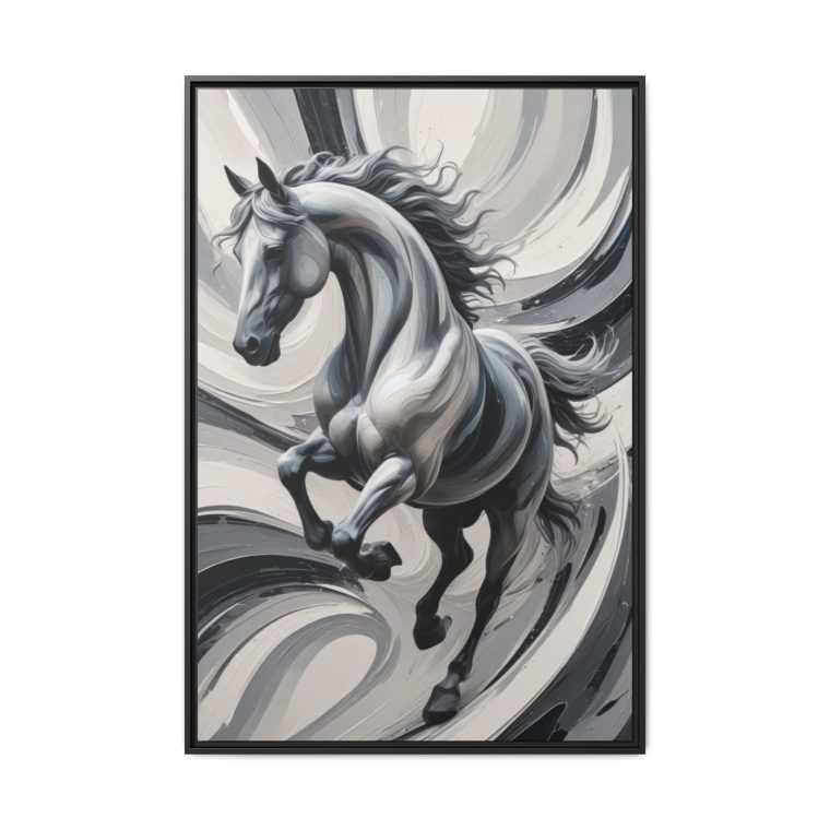 Minimalist horse line art on a large canvas for elegant interiors.