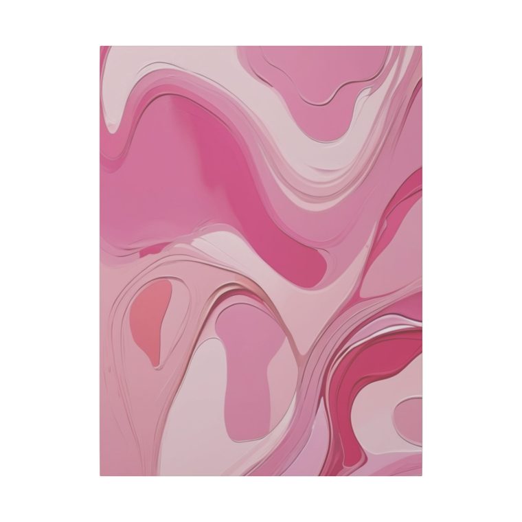 Playful Pink Patterns Abstract Oil Painting with Fluid Lines - Image 5