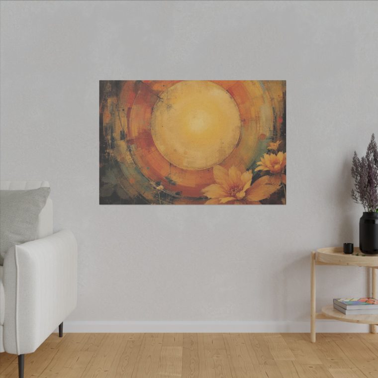 Radiant Sunburst Abstract Floral Design with Warm Earth Tones - Image 11