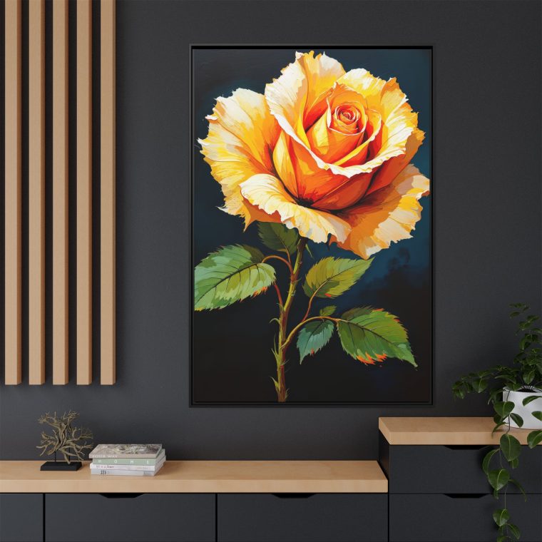 Abstract Rose Painting Yellow Flower Artwork - Image 4