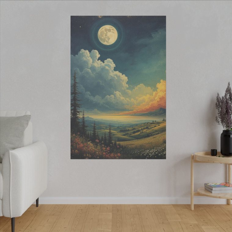 Majestic Moonlit Landscape Rolling Hills Under a Dramatic Sky - Image 15