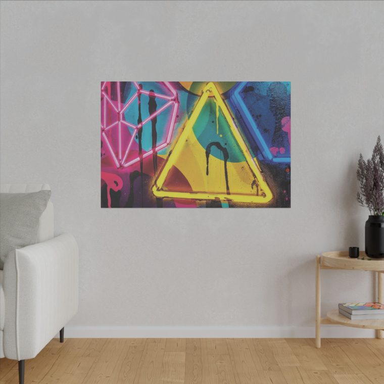 Bright Abstract Fusion Geometric Art in Cyan, Pink, Black, and Yellow - Image 15