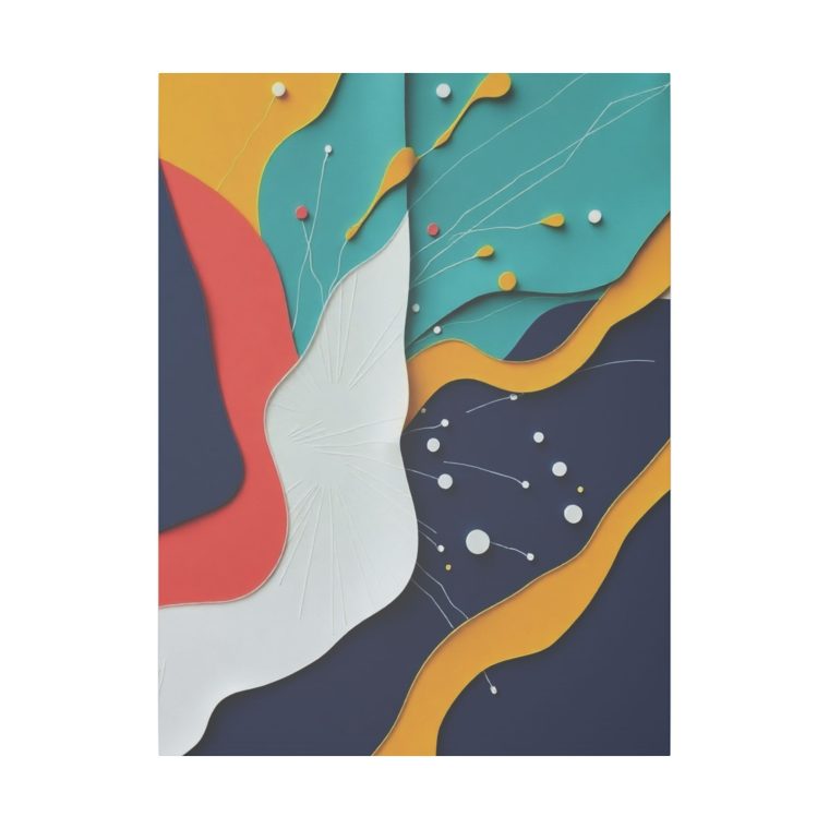 Layered Abstract Art Bold Colors and Minimalist Papier-Mâché Design - Image 13