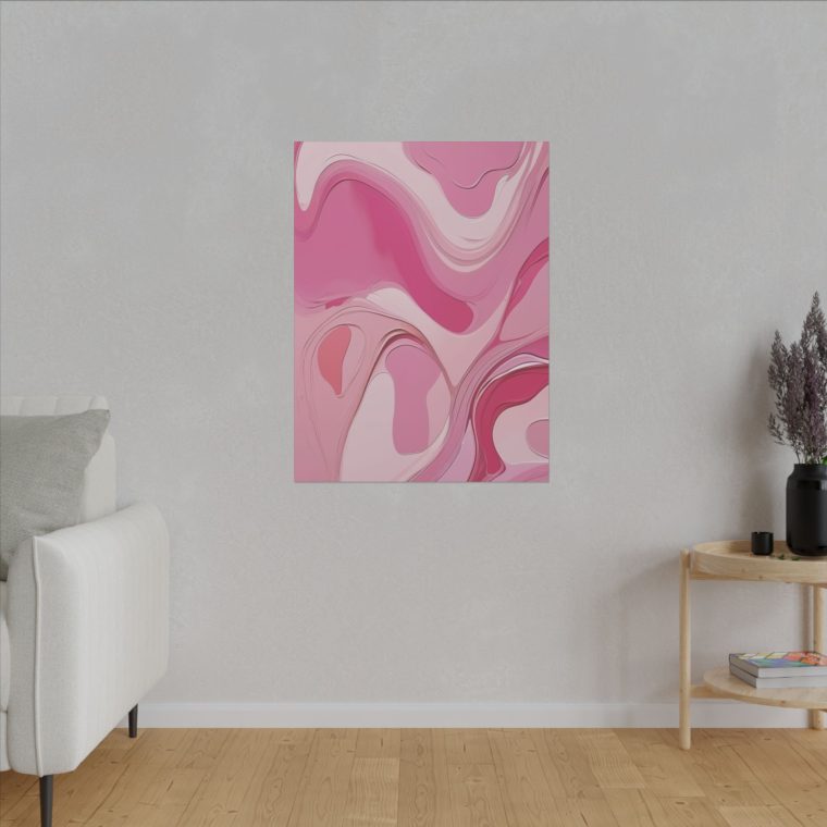 Playful Pink Patterns Abstract Oil Painting with Fluid Lines - Image 7