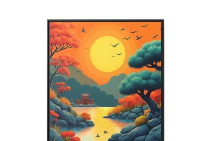 Minimalist Zen garden canvas print with serene Japanese-inspired design.