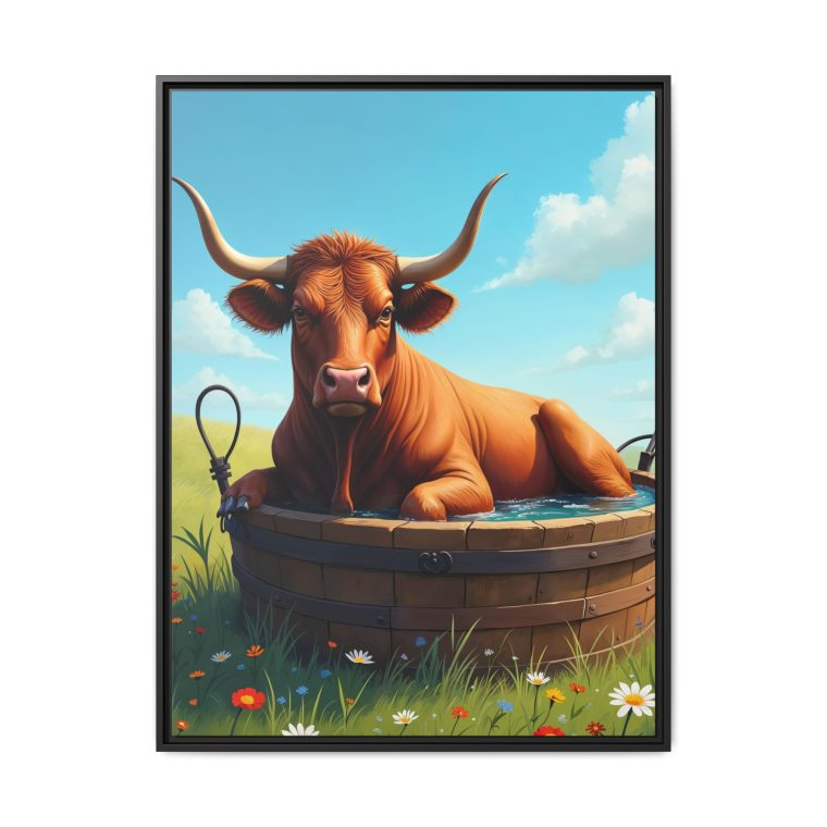 Unique Bull in a Tub Canvas Print - Image 7
