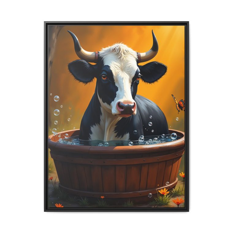 Bull in a Tub Whimsical Canvas Art - Image 9
