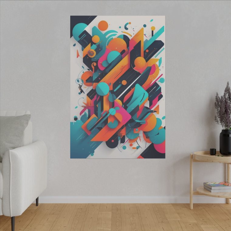 Modern Abstract Symphony of Shapes and Colors Wall Art - Image 3