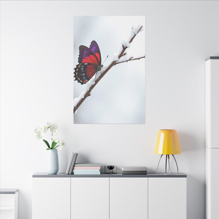 Snowy Serenity A Butterfly's Radiant Perch - Image 4