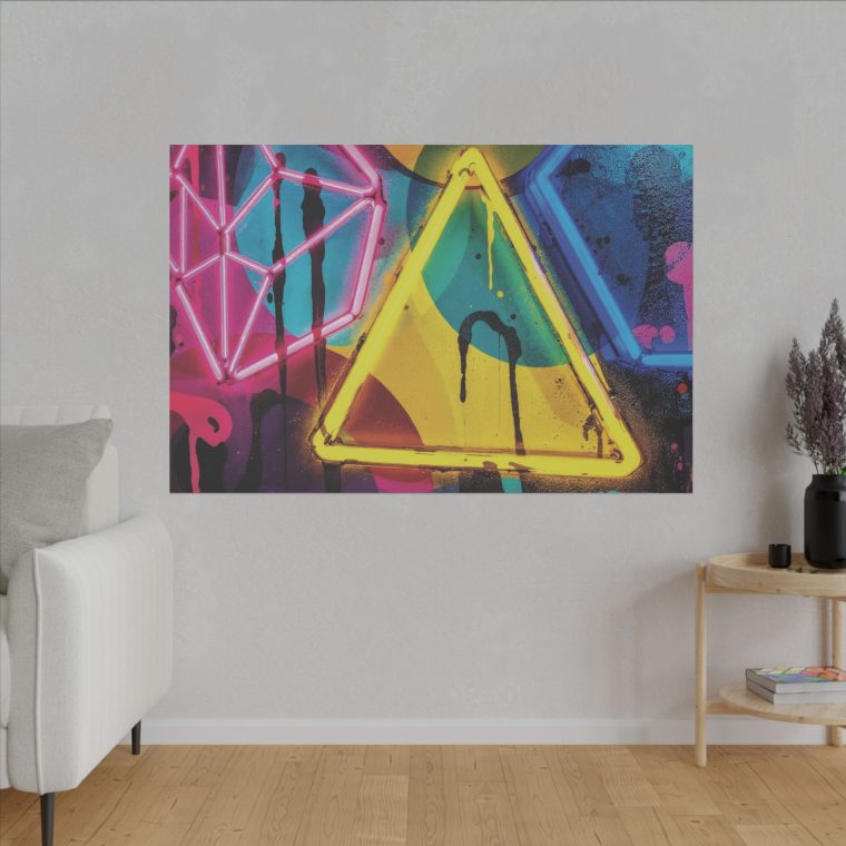 Bright Abstract Fusion Geometric Art in Cyan, Pink, Black, and Yellow - Image 19