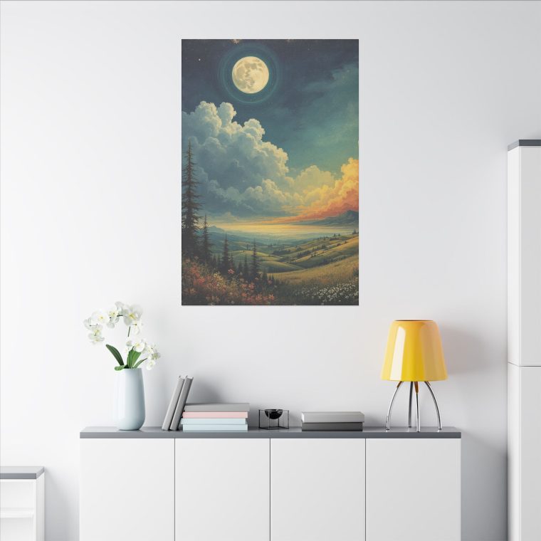 Majestic Moonlit Landscape Rolling Hills Under a Dramatic Sky - Image 16