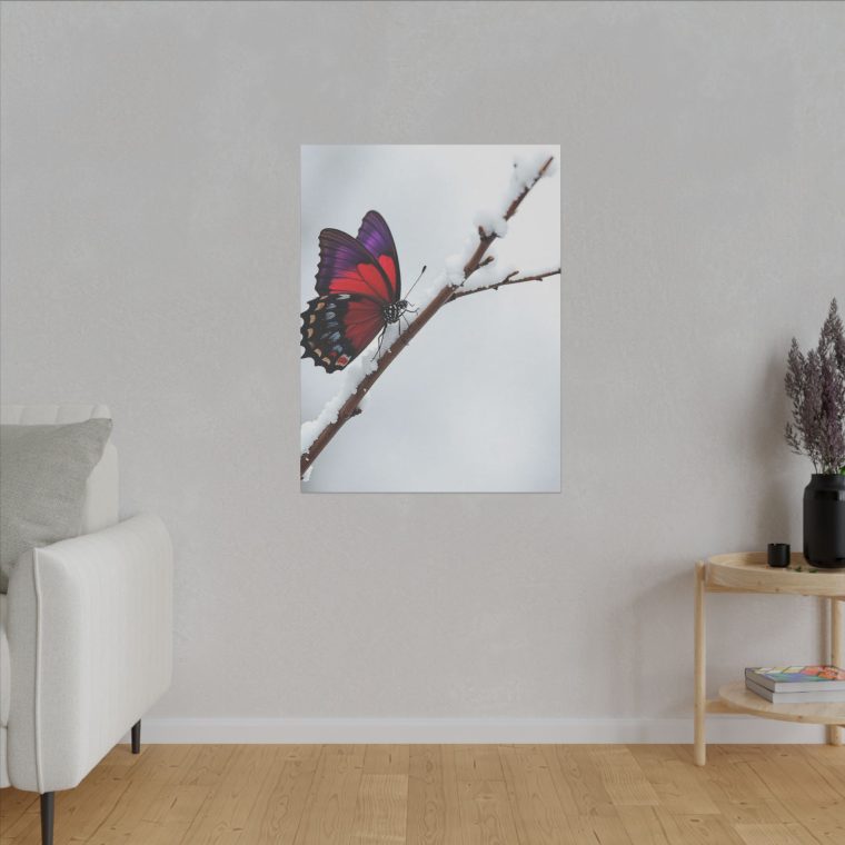 Snowy Serenity A Butterfly's Radiant Perch - Image 7