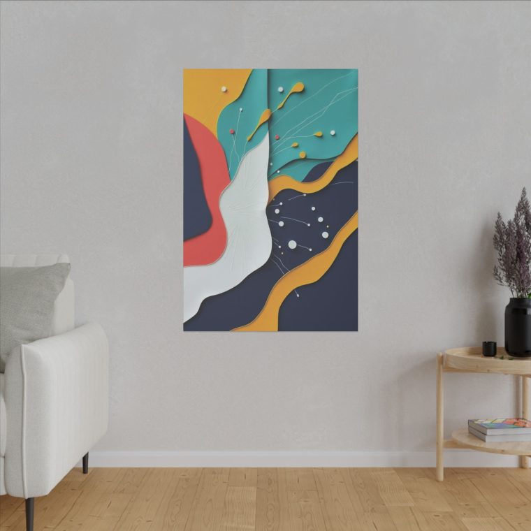Layered Abstract Art Bold Colors and Minimalist Papier-Mâché Design - Image 11