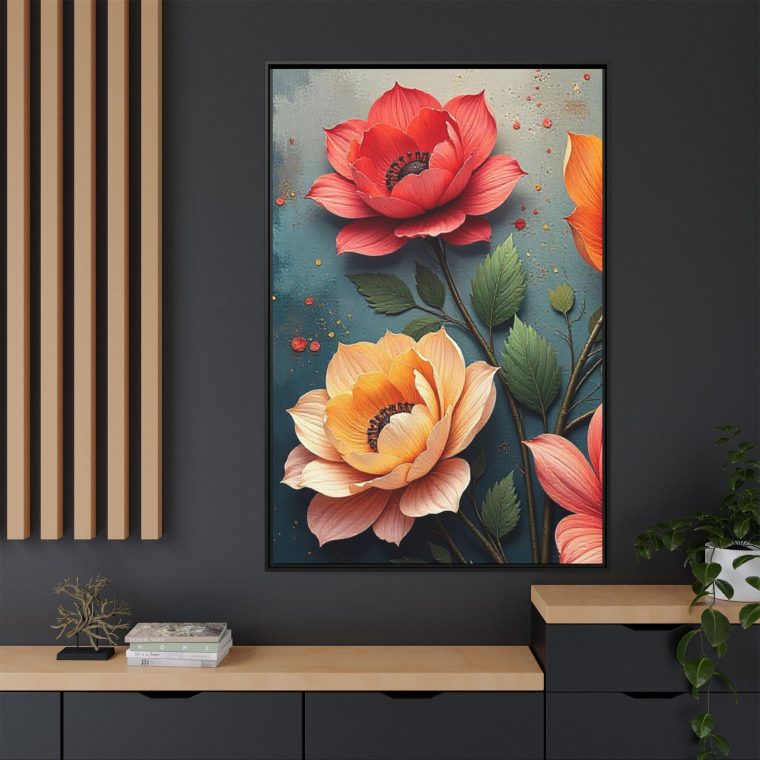 Large Purple Abstract Floral Canvas Wall Art - Image 4
