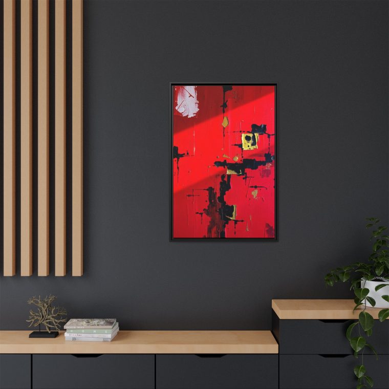 Vibrant Red Abstract Art Home with Gold And Black Accents - Image 8