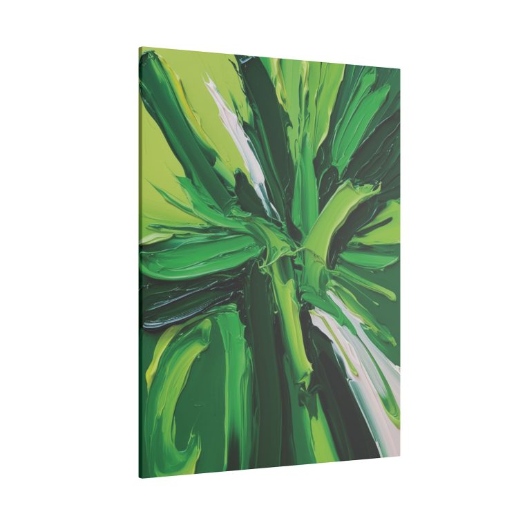 Dynamic Green Flow Modern Abstract Oil Painting in Vibrant Tones - Image 6