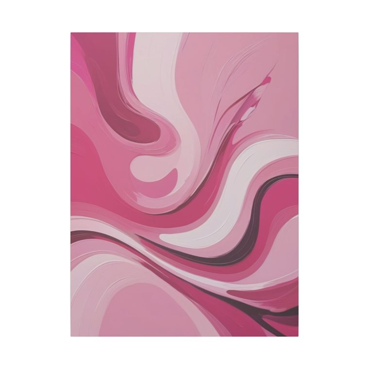 Flowing Harmony Modern Abstract Oil Painting in Gentle Pink Waves - Image 5
