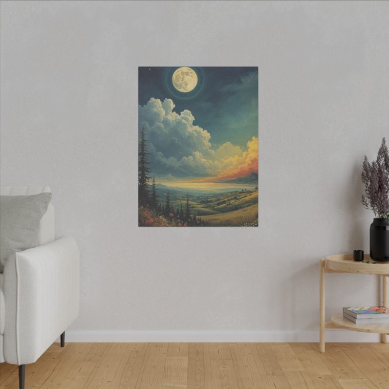 Majestic Moonlit Landscape Rolling Hills Under a Dramatic Sky - Image 7