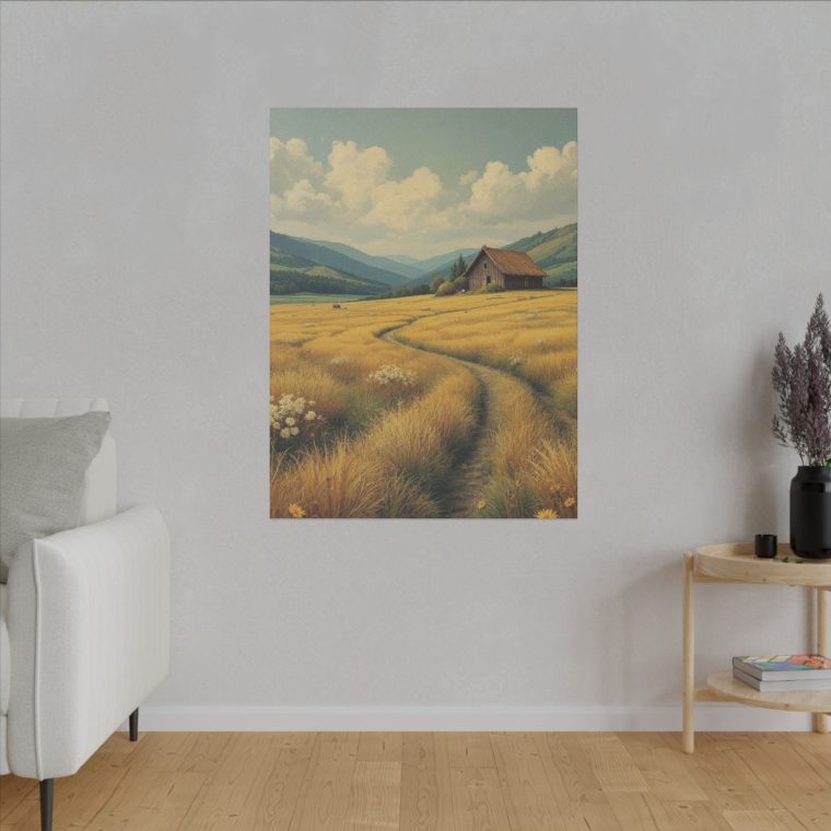 Rustic Countryside Serenity Golden Fields and a Quaint Cabin - Image 15