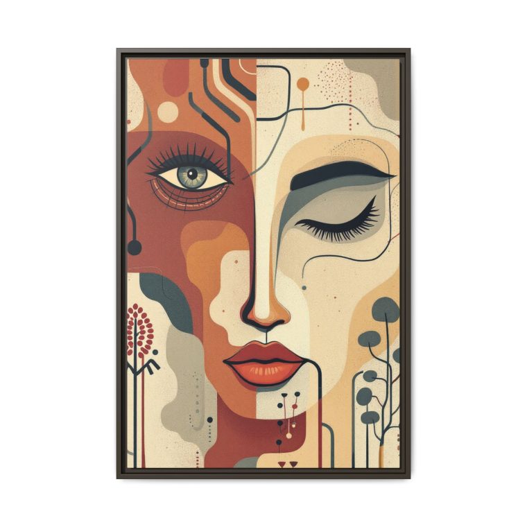 Abstract Boho Face Print Set Earthy Tones Gallery Wall - Image 13