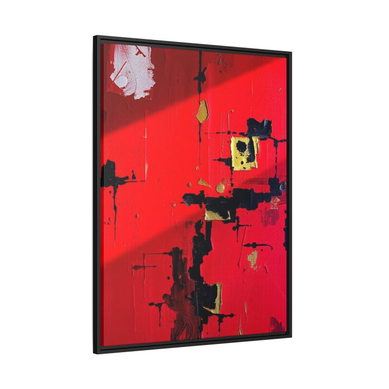 Vibrant Red Abstract Art Home with Gold And Black Accents - Image 14