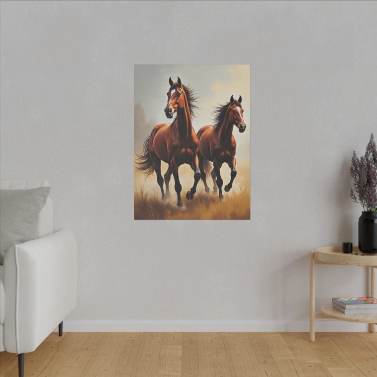 Graceful Gallop of Brown Stallions - Image 3