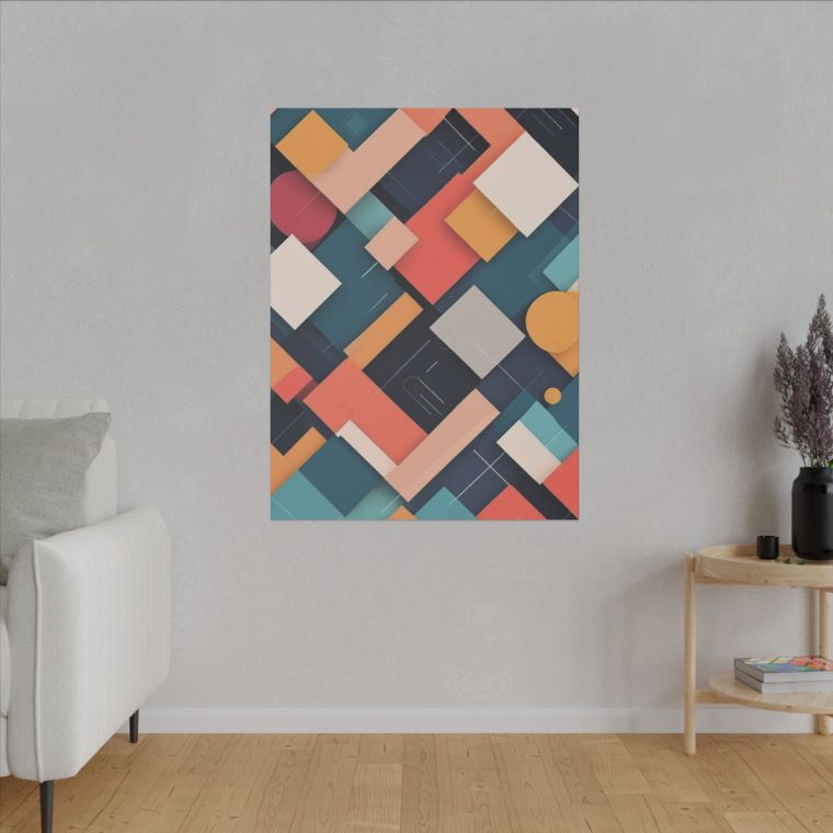 Geometric Symphony Abstract Square Pattern Wall Art - Image 15