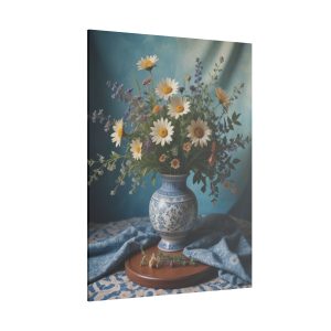 Artful Elegance Blue Boho Still Life with Flowers and Textiles