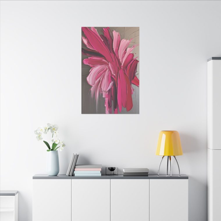 Floral Essence in Pink Bold Abstract Oil Painting with Dynamic Strokes - Image 12